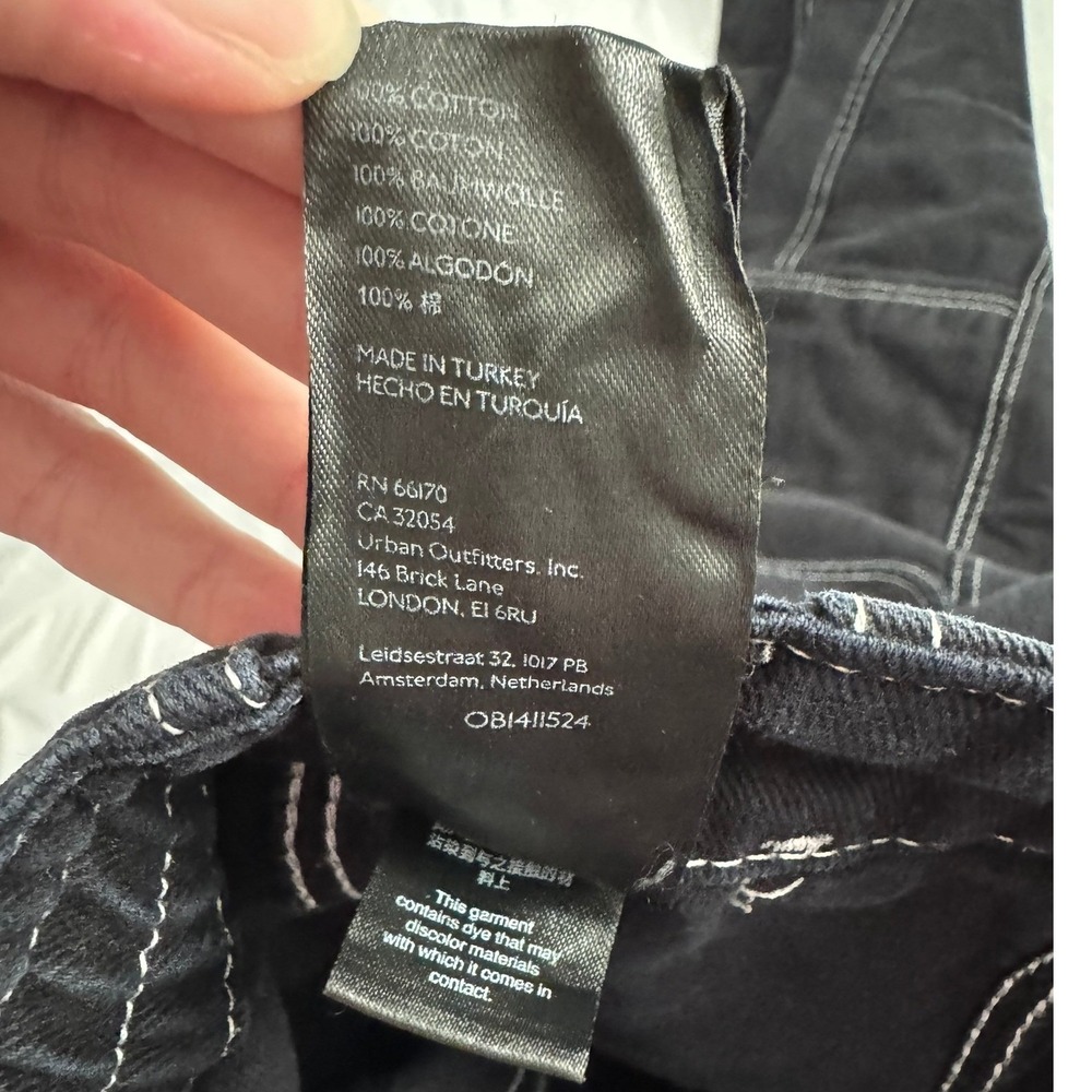 BDG Urban Outfitters Y2K Black Cargo Pants Contrast Stitch Wide Leg Utility 25 - Picture 9 of 9